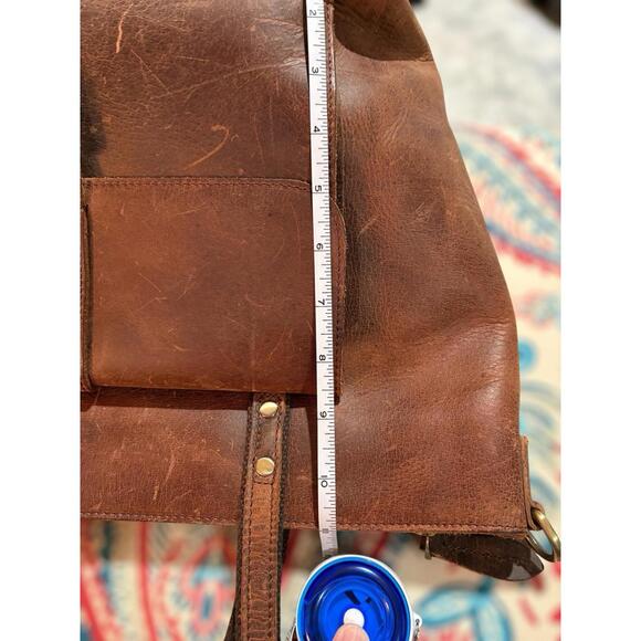 S Zone Bag Brown Distressed Cowhide Leather Briefcase Purse Rugged Satchel - Picture 9 of 11